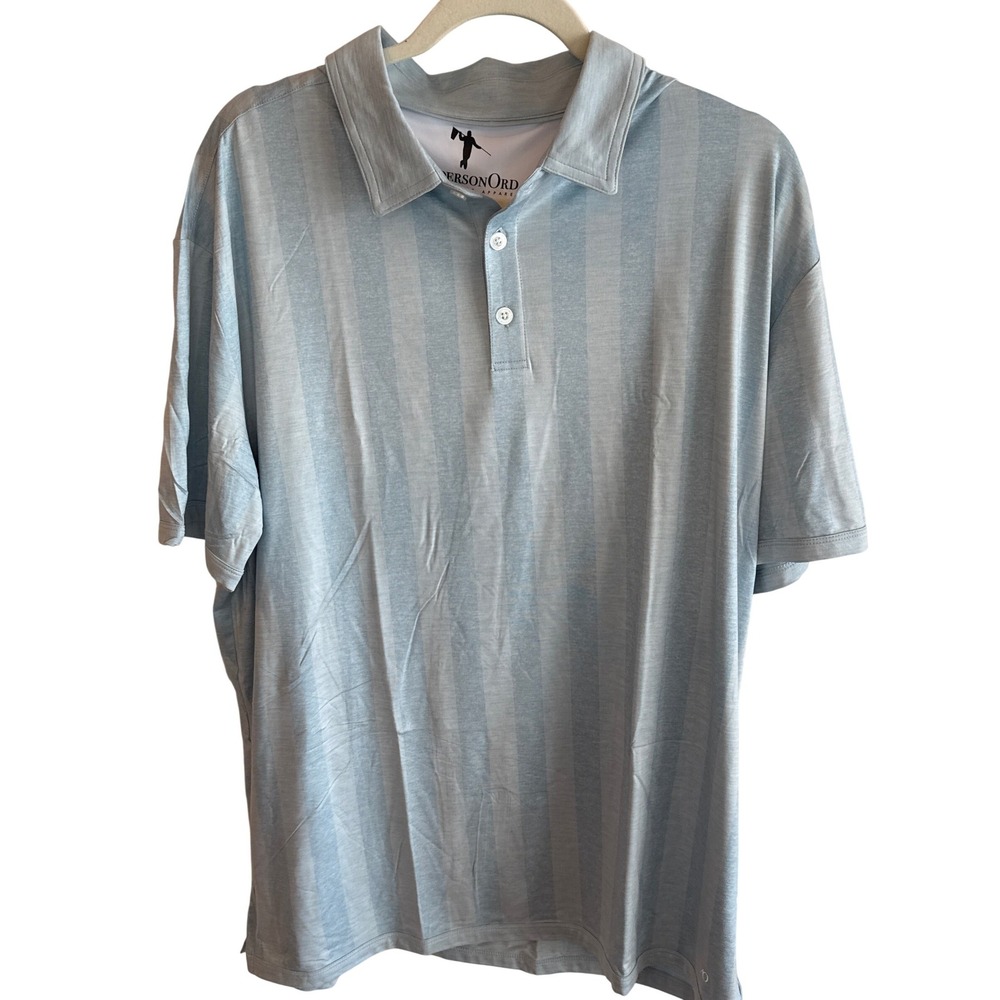 AndersonOrd Bay Polo Mens XL Skyway Heather Striped‎ Performance Golf Shirt NWT